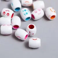 Бусины для творчества пластик "Цветной смайлик" бочонок набор 30 гр 1,2х1,1х1,1 см