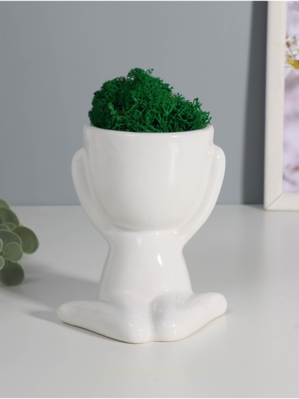 Кашпо керамика "Мистер Грин" любитель тишины 11,5*10*9 см белый