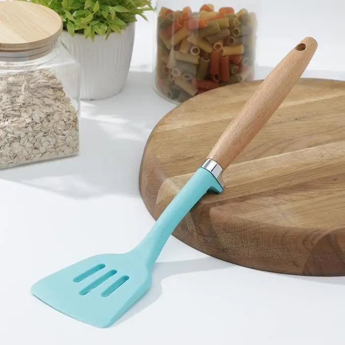 Лопатка с прорезями Доляна &laquo;Лагуна&raquo;, 29 см, цвет голубой