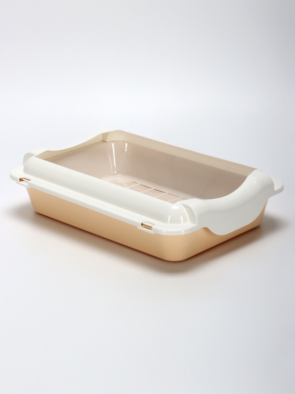 Туалет средний с бортом и сеткой 36 х 26 х 9,  см, лоток бежевый, сетка и борт белые