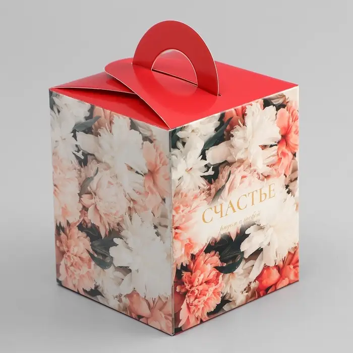Коробка для 1 капкейка, &laquo;Цветочки&raquo;, 9.2&times;9.2&times;11.1 см