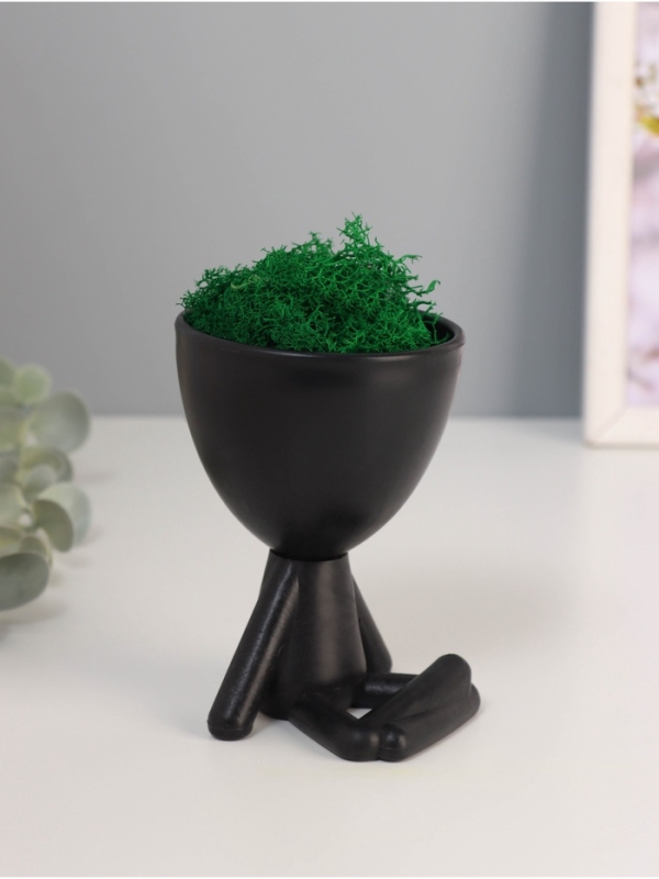 Кашпо пластиковое "Мистер Грин йог" 10,5*7,5*7,3 см черный