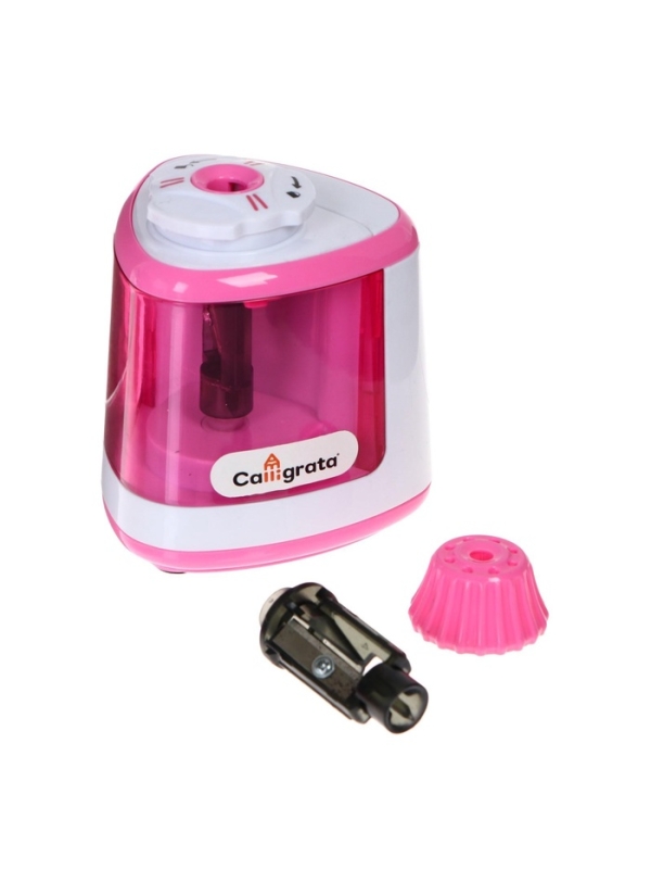 Точилка электрическая с контейнером (работает от двух пальчиковых батареек), МИКС