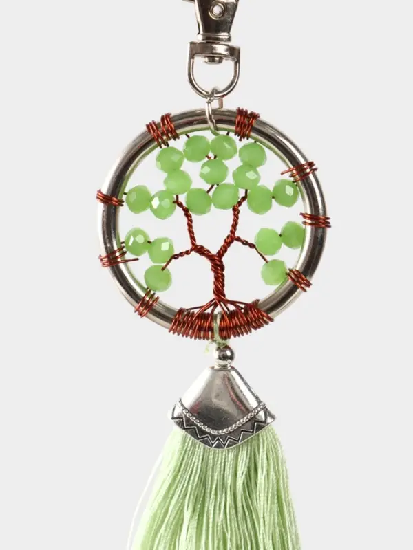 Брелок ловец снов "Древо жизни" 19 см, цв. фисташковый