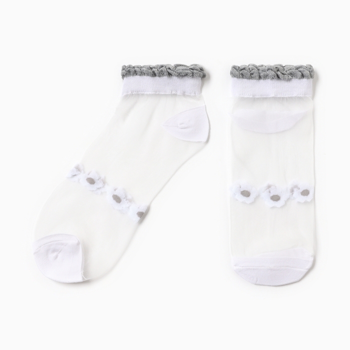 Носки женские стеклянные MINAKU &laquo;Цветы&raquo;, цвет белый, размер 36-37 (23 см)