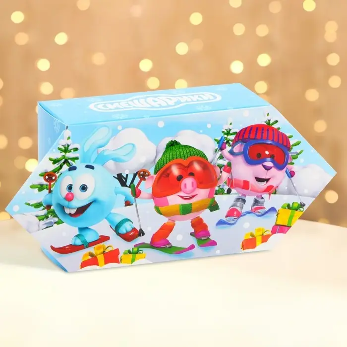 Подарочная коробка Новогодняя Конфета малая &laquo;Смешарики&raquo; лицензия 9&times;5.8&times;12.8 см (+8 см).