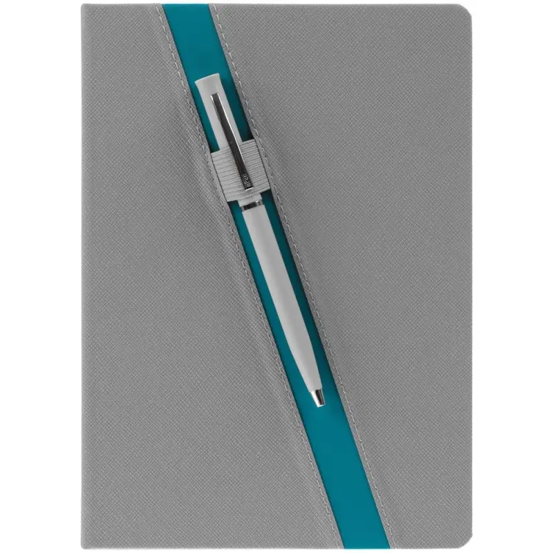 Ежедневник Rubikon на заказ, недатированный серо-бирюзовый