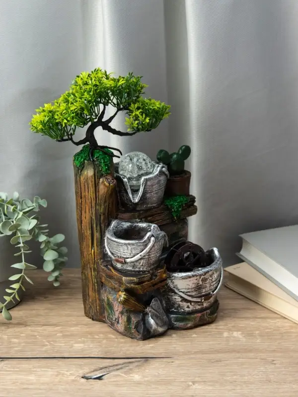 Фонтан "Ведерки под деревом" 32х15х13 см (с подсветкой)