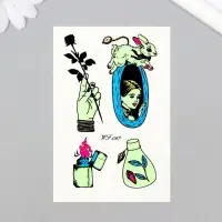 Переводные тату на тело светящиеся цветные &laquo;Алиса в норе&raquo;, 14.3&times;7.5 см