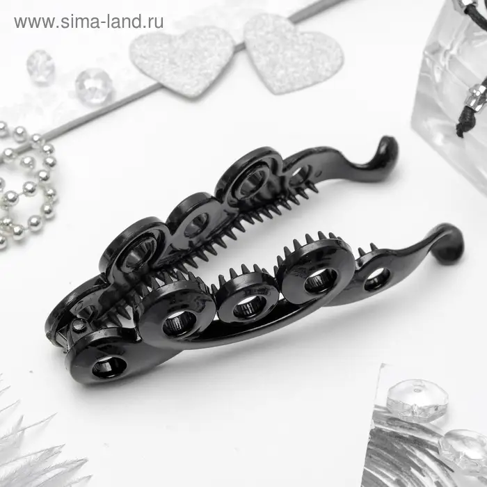 Банан для волос &laquo;Классика&raquo;, завитки, 10.5 см, чёрный