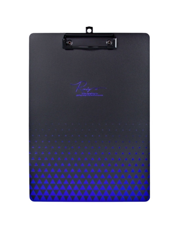 Планшет с прижимом формат А4 пластик1600мкр,Черная с металлизированной отделкой МИКС