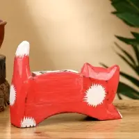 Календарь настольный "Кошка" дерево 13х4х10 см, цв. красный