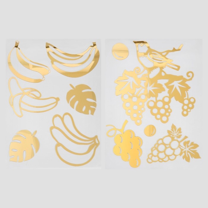 Наклейка интерьерная зеркальная "Фрукты и ягоды" МИКС 31,5х41 см