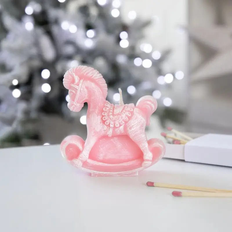 Свеча фигурная &laquo;Лошадка-качалка&raquo;, розовая
