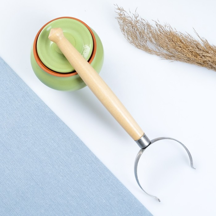 Набор "Вятская керамика №2" 6х0,5 + ухват + полка, салатовый