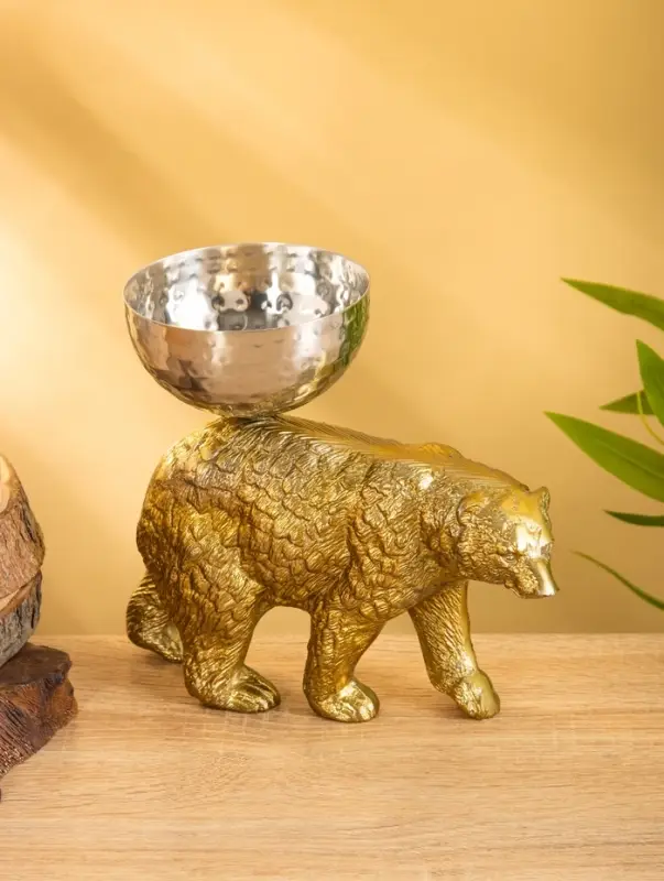 Сувенир с чашей &laquo;Медведь&raquo; 21.5&times;10&times;18.5 см, алюминий