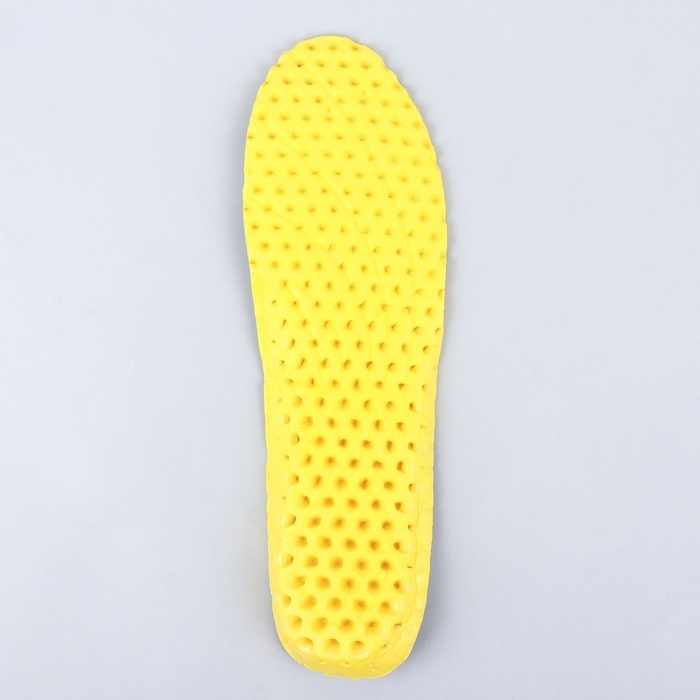 Стельки для обуви, влаговпитывающие, дышащие, р-р RU 38 (р-р Пр-ля 42), 25 см, пара, цвет чёрный/жёлтый