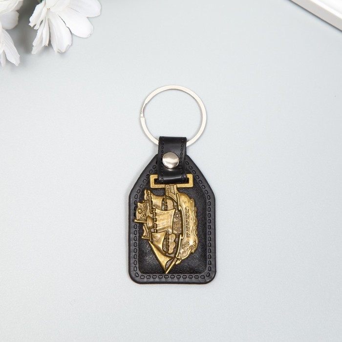 Брелок кожзам, металл Брелок кожзам, металл "Корабль" 6,8х4 см