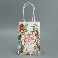 Пакет подарочный новогодний крафтовый &laquo;Мечты сбудутся&raquo;, 15 х 10 х 6 см