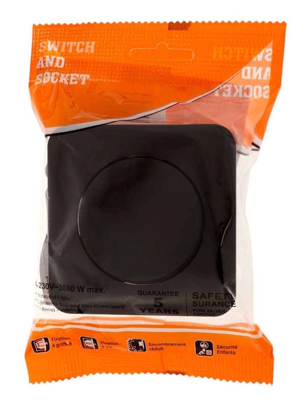 Выключатель проходной, серия "Circular", 10 А, 1 кл., скрытый, черный