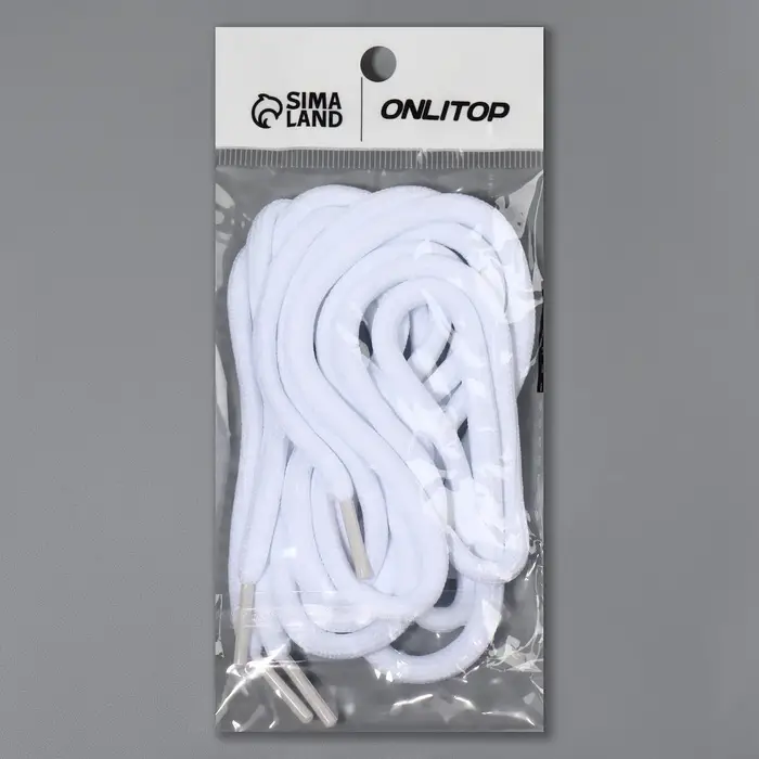 Шнурки для обуви, пара, круглые, d=3 мм, 120 см, белые