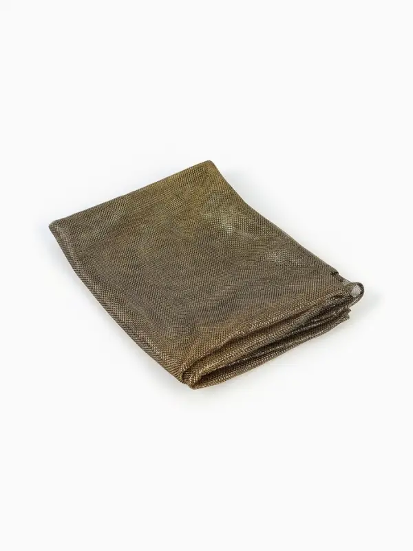 Лоскут трикотаж сетка, мелкая кольчуга золото на черном 100*150см