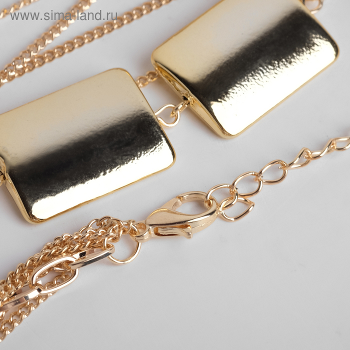 Набор 2 предмета: серьги, бусы &laquo;Унисон&raquo; прямоугольники, цвет золото, 80 см
