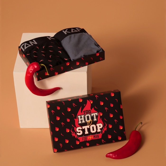 Набор трусов KAFTAN Набор трусов KAFTAN "Hot Stop" 2 пары, цв. черный/серый, р-р 54