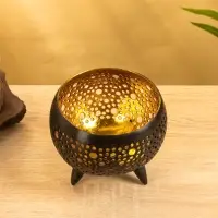 Подсвечник из кокоса, 15&times;15&times;13 см, чёрный