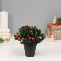 Новогодняя композиция на стол &laquo;Зимнее волшебство. Зима&raquo; в горшке, пластик,12х5,5 см