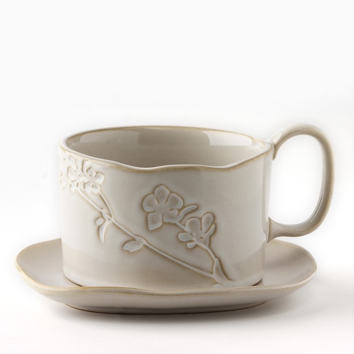 Чайная пара керамическая &laquo;Керамик&raquo;, 2 предмета: кружка 220 мл, блюдце 13х13,6 см