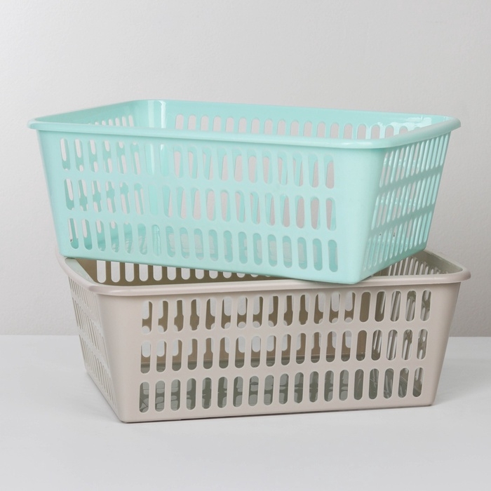 Корзина для хранения Полимербыт, пластик, 36×25×12.5 см, МИКС Корзина для хранения Полимербыт, пластик, 36×25×12.5 см, МИКС