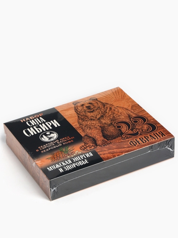 Набор &laquo;Сила Сибири&raquo;: кедровый орех в сосновом сиропе 25 г., бальзам 100 мл., кедрокофе 50 г.