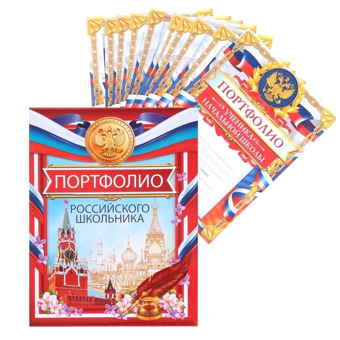 Папка школьная на кольцах &laquo;Портфолио школьника&raquo;, 10 листов-разделителей, 24,5 х 32 см.