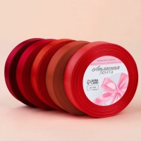 Набор атласных лент, 5 шт, размер 1 ленты: 20 мм &times; 23 &plusmn; 1 м, цвет красный спектр