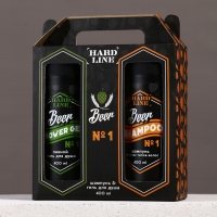 Подарочный набор косметики Beer, гель для душа и шампунь для волос HARD LINE, 2&times;400