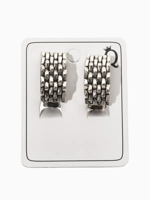 Клипсы "Винтаж" плетение, цвет чернёное серебро