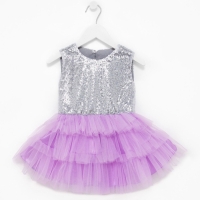 Платье детское с пайетками KAFTAN, размер 32 (110-116 см), лиловый