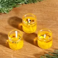 Набор гелевых свечей &laquo;Золотой конь. На удачу&raquo;, 3 шт, золотые, 2,5 х2,5 х 2,5 см