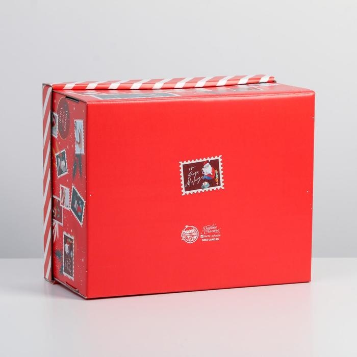 Коробка подарочная новогодняя складная &laquo;Новогодний подарок&raquo;, 31,2 х 25,6 х 16,1 см, Новый год