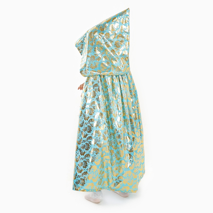 Карнавальный плащ детский,атлас,цвет золотой узор на голубом, длина 100см Карнавальный плащ детский,атлас,цвет золотой узор на голубом, длина 100см