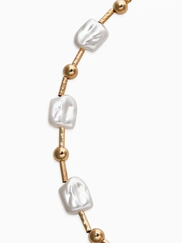 Бусы "Жемчуг" майорика прямоугольник, цвет белый в золоте