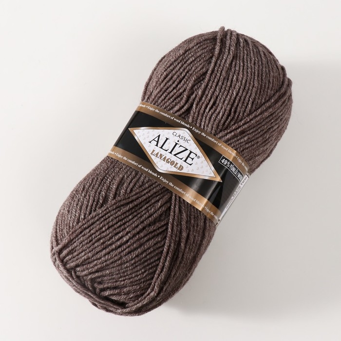 Пряжа "Lanagold" 51% акрил, 49% шерсть 240м/100гр (240 св. коричн. мел)