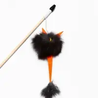 Дразнилка-удочка  из меха кролика "Монстрик" на деревянной палочке