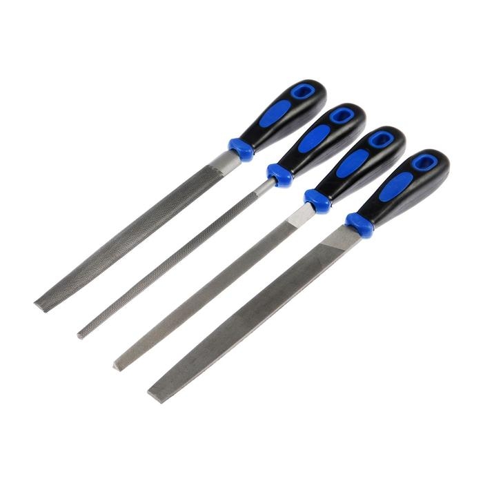 Набор напильников ТУНДРА, сталь У10, насечка №2, пластиковые рукоятки, 200 мм, 4 шт. Набор напильников ТУНДРА, сталь У10, насечка №2, пластиковые рукоятки, 200 мм, 4 шт.