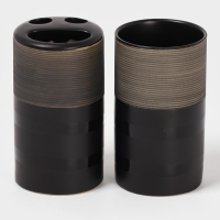 Набор аксессуаров для ванной комнаты Доляна &laquo;Классика&raquo;, 4 предмета (дозатор 300 мл, мыльница, 2 стакана), цвет чёрный