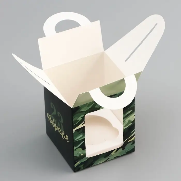 Коробка для 1 капкейка,&laquo;Камуфляж&raquo;, 9.2&times;9.2&times;11.1 см