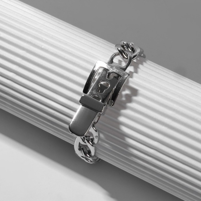 Браслет металл &laquo;Цепь&raquo; ремень, цвет серебро, L=16 см