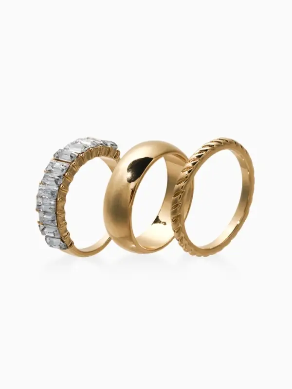 Набор колец 3 шт "Новый стиль" дорожка, размер МИКС, цвет белый в золоте