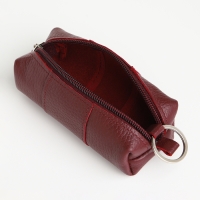 Ключница карманная на молнии, TEXTURA, длина 12,5 см, кольцо, цвет бордовый Ключница карманная на молнии, TEXTURA, длина 12,5 см, кольцо, цвет бордовый